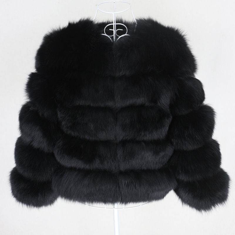 OFTBUY Winter Jacket Women Real Coat Natural Big Fluffy Fox Fur Outerwear Streetwear Thick Warm Three Quarter Sleeve 201212
