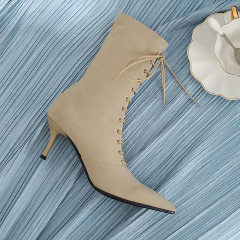 Zorssar Women Fashion Boot Pointed Head Boot Breathable Elastic Cloth Comfortable Short Boots With Thin Heel Ribbed Soles, Black 
Zorssar Women Fashion Boot Pointed Head Boot Breathable Elastic Cloth Comfortable Short Boots With Thin Heel Ribbed Soles, Black