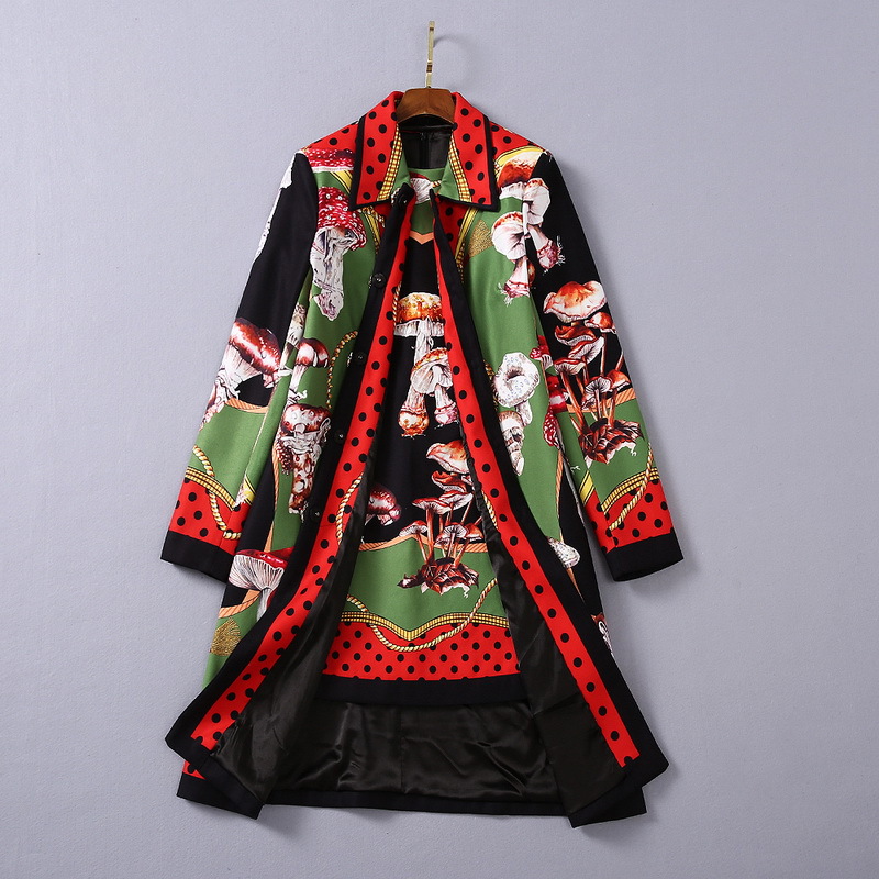 European and American women' wear 2020 winter new style Two-piece long-sleeved mushroom polka dot tweed jacket vest dress, Multi
European and American women' wear 2020 winter new style Two-piece long-sleeved mushroom polka dot tweed jacket vest dress, Multi