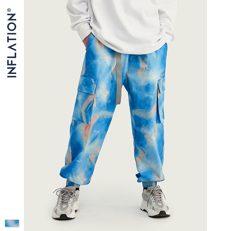 INFLATION FW Men Die Dye Jogger Pants Loose Fit Men Autumn Jogger Pants Elastic Waist Men Streetwear Tie Dye Pants 201109
