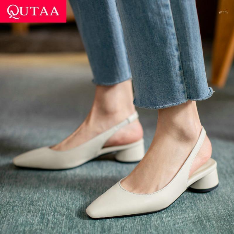 QUTAA 2021 Square Med Heel Back Strap Women Sandals Microfiber Summer Ladies Pumps Pointed Toe Concise Female Shoes Size 34-431, Beige 
QUTAA 2021 Square Med Heel Back Strap Women Sandals Microfiber Summer Ladies Pumps Pointed Toe Concise Female Shoes Size 34-431, Beige