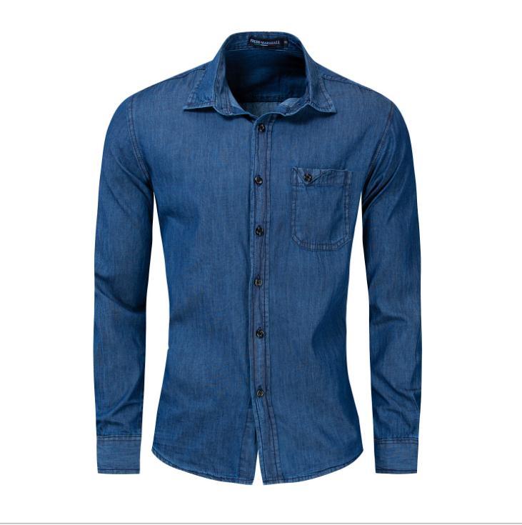 Dark Blue Single Breasted Shirt Men Casual Long Sleeved Denim Business Shirt Pure Cotton Loose Spring Summer Tops J3084
Dark Blue Single Breasted Shirt Men Casual Long Sleeved Denim Business Shirt Pure Cotton Loose Spring Summer Tops J3084