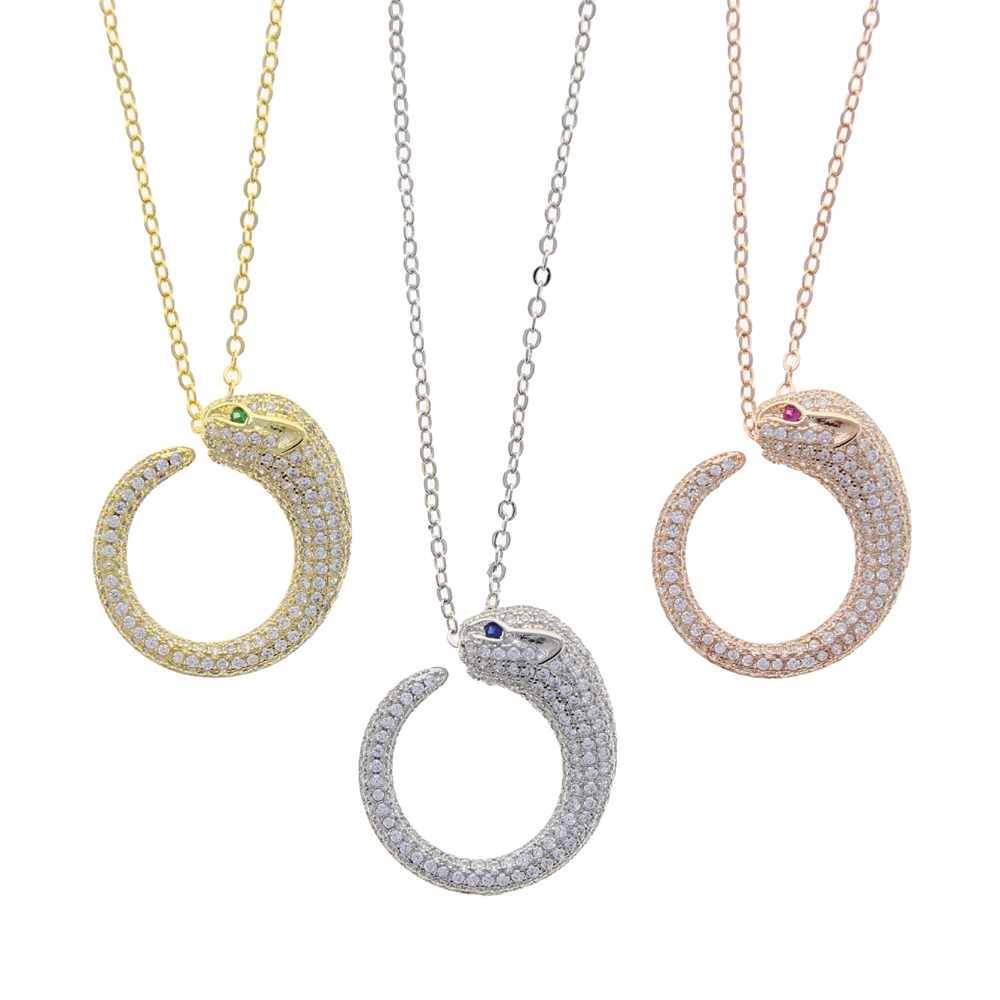 2021 European Women Jewelry Micro Pave CZ Leopard Jaguar Pendant Cubic Zirconia Trendy Necklace Wholesale