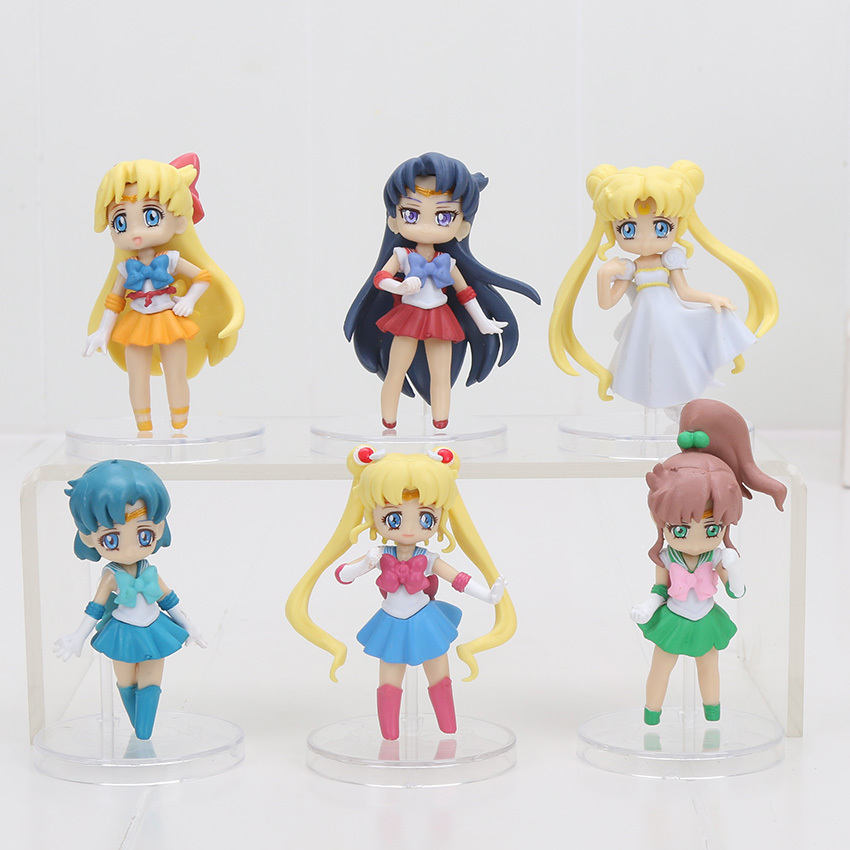 6pcs/set Anime Cartoon Sailor Moon Mars Jupiter Venus Mercury Q Version PVC action Figures Collectible Model Toys Dolls X0121
6pcs/set Anime Cartoon Sailor Moon Mars Jupiter Venus Mercury Q Version PVC action Figures Collectible Model Toys Dolls X0121