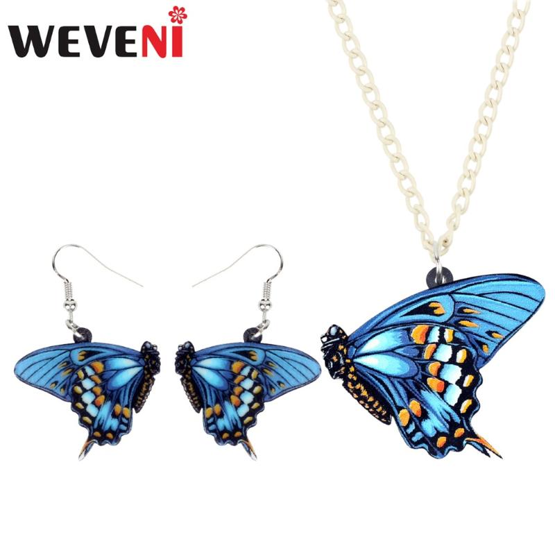 WEVENI Acrylic Anime Floral Blue Butterfly Necklace Earrings Trendy Insect Jewelry Sets For Women Girls Party Drop Ship Female, As pic
WEVENI Acrylic Anime Floral Blue Butterfly Necklace Earrings Trendy Insect Jewelry Sets For Women Girls Party Drop Ship Female, As pic