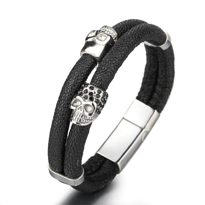 Men's Bracelet Double Leather Three Color Skull Stainless Steel Magnetic Buckle Boy Jewelry Wholesale
Men's Bracelet Double Leather Three Color Skull Stainless Steel Magnetic Buckle Boy Jewelry Wholesale