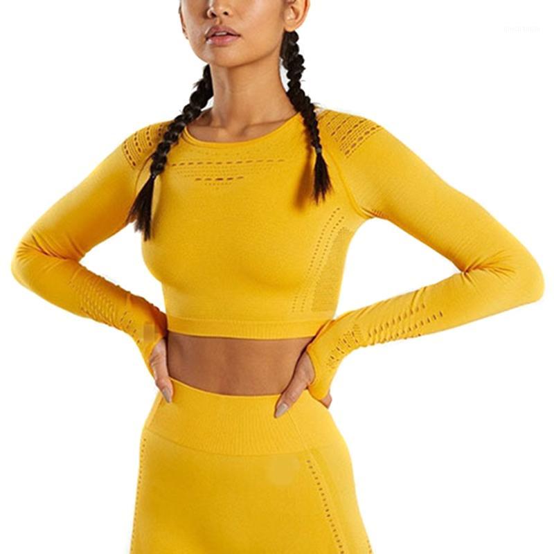 Newly Women Sports Suit Seamless Yoga Set Workout Gym Set Push Up Leggings Long Sleeve Crop Tops YA881, Yellow
Newly Women Sports Suit Seamless Yoga Set Workout Gym Set Push Up Leggings Long Sleeve Crop Tops YA881, Yellow