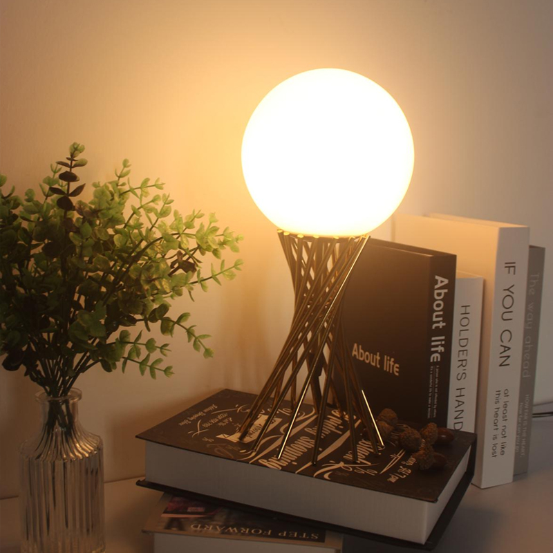 Sleek Metal and Glass Ball LED Lamp Perfect Bedside Accent for Stylish Living Spaces