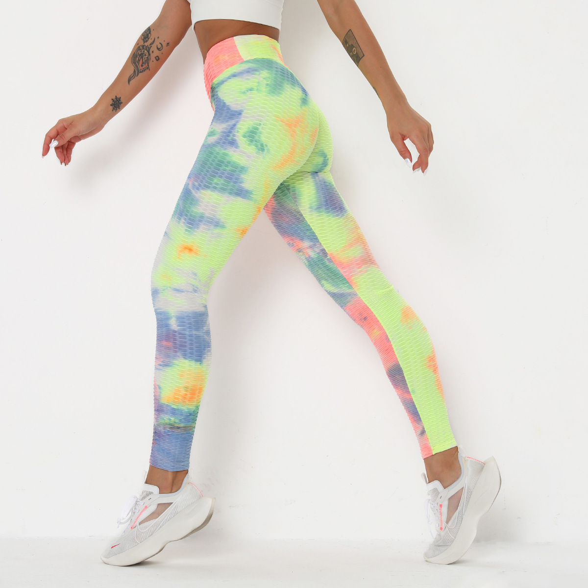 RUUHEE Tie Dye Tight Leggings Sports Women Fitness with Pocket Yoga Pants Stretch Workout Leggings Patchwork Slim Gym Leggings 201202