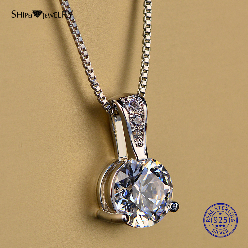 Shipei 925 Sterling Silver Necklace for Women Fine Jewelry Heart and Arrows Created Moissanite Pendant Necklace Birthday Gift LJ201009