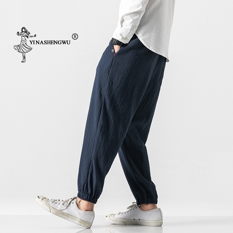 Casual Japanese Kimono Traditional Pants Casual Harem Pants Men Trousers Male Chinese Harajuku Linen long Pants Asian Clothing 201130