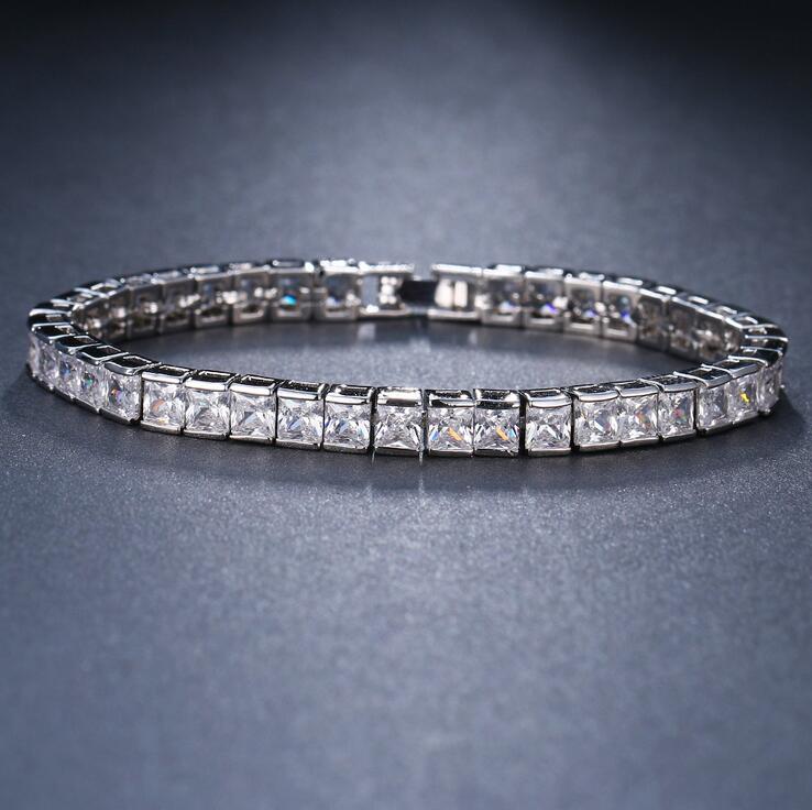 Bracelet, Exquisite Princess Cut Simulated Dia Bracelet - 10KT White Rose Gold Fill, Elegant Party & Wedding Jewelry for Women Free shipping