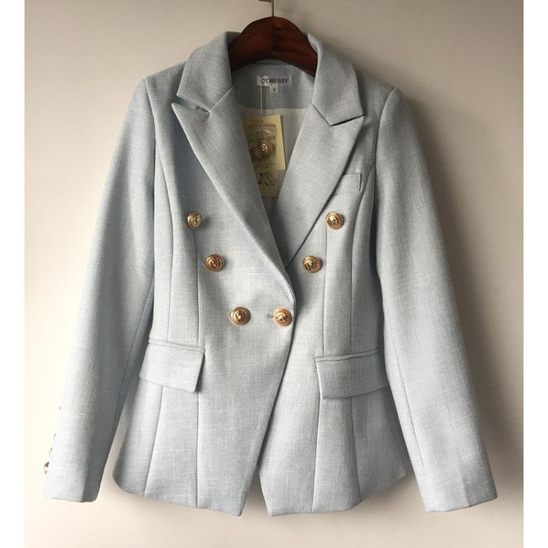 Autumn and winter high-end professional wear ladies suit New slim metal double breasted female office blazer Elegant coat 2021, Light blue
Autumn and winter high-end professional wear ladies suit New slim metal double breasted female office blazer Elegant coat 2021, Light blue