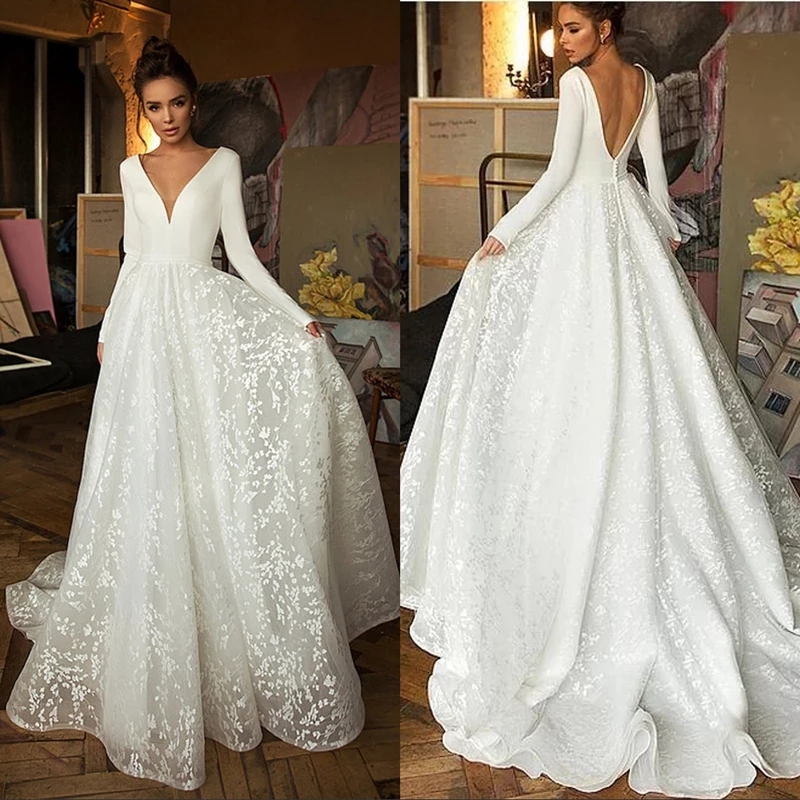 Babyonlinedress In Stock Romantic Long Sleeve Satin Wedding Dress 2021 Sexy Open Back Lace Skirt Zipper Back Wedding Bridal Gowns CPS1843, Ivory
Babyonlinedress In Stock Romantic Long Sleeve Satin Wedding Dress 2021 Sexy Open Back Lace Skirt Zipper Back Wedding Bridal Gowns CPS1843, Ivory