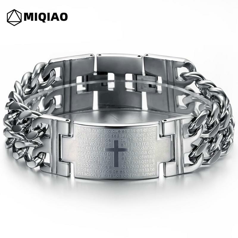 MIQIAO Punk Style Mens Bracelets Titanium Stainless Steel Cross Letter Hip Hop Rock Wide Bangles Fashion Casual Wristband W531
MIQIAO Punk Style Mens Bracelets Titanium Stainless Steel Cross Letter Hip Hop Rock Wide Bangles Fashion Casual Wristband W531