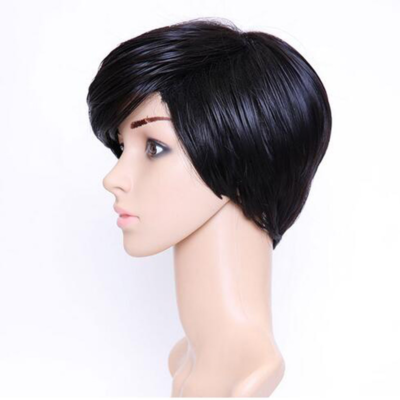 Fashion Short Straight Party Black Halloween Heat Resistant Fashion Women Synthetic Free Wig Cap