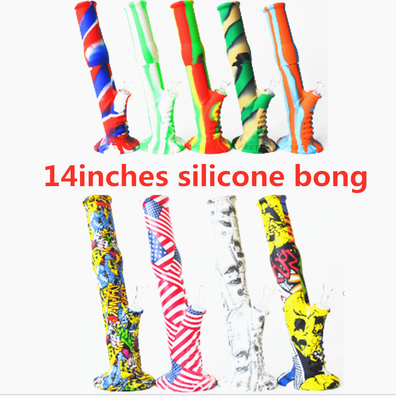 Hookah Two Design Silicone Bong Smoking Pipes With Glass Bowl and Downstem 14 inches Removable Straight tube
Hookah Two Design Silicone Bong Smoking Pipes With Glass Bowl and Downstem 14 inches Removable Straight tube