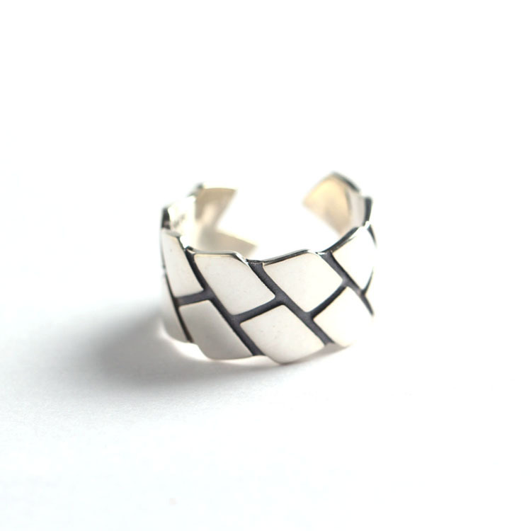 New design 925 sterling silver vintage jewelry antique silver minimalism handmade designer women's adjustable rings Turtle Deck Grain