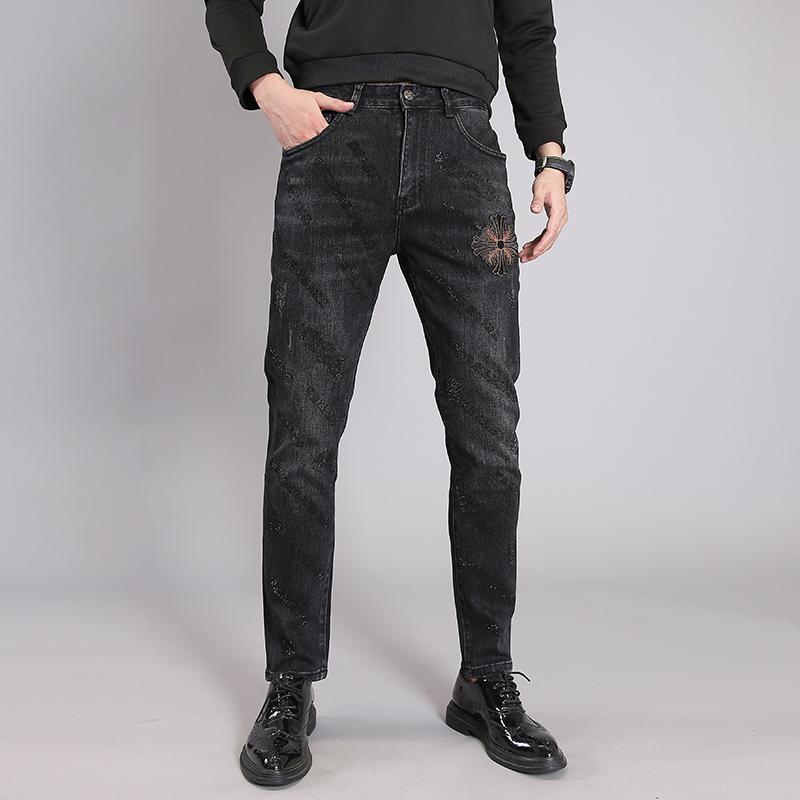 Straight Casual Jeans for Men 2021 Spring New Stretch Denim Trousers Black Hot Diamond Embroidery Distressed Pantalon Homme
Straight Casual Jeans for Men 2021 Spring New Stretch Denim Trousers Black Hot Diamond Embroidery Distressed Pantalon Homme