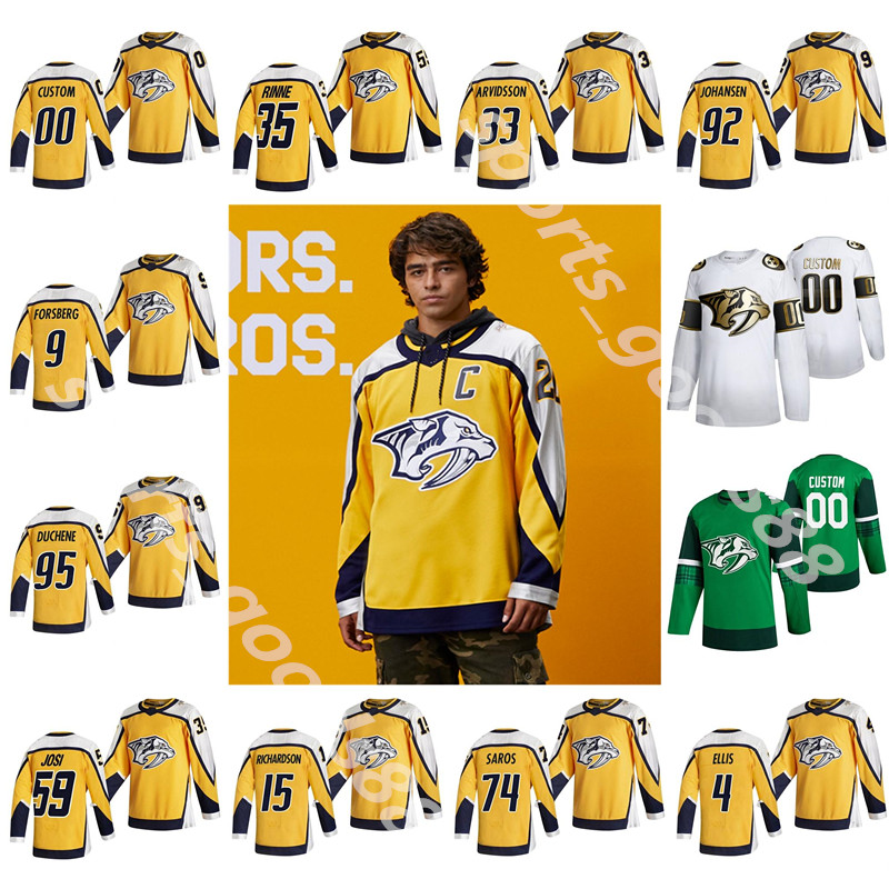 2021 Reverse Retro Nashville Predators Jersey Kaskisuo Kasimir Kunin Luke Lewington Tyler McCarron Michael Rinne Pekka Custom Stitched