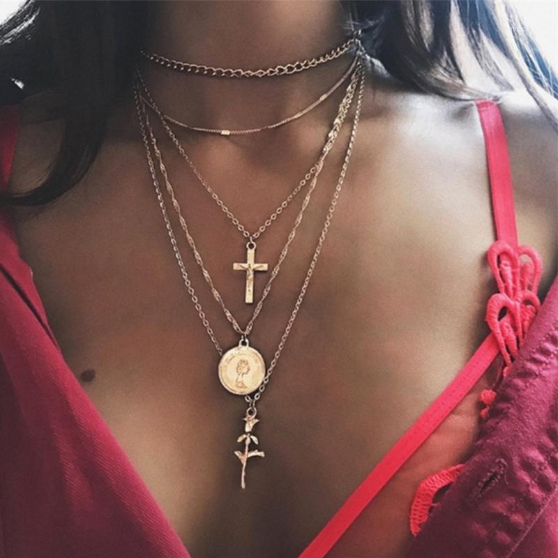 LIMARIO 5 Pcs/Set Women Punk Rose Flower Heart Cross Portrait Pendant Multilayer Clavicle Chain Beach Necklaces Jewelry Gifts1
LIMARIO 5 Pcs/Set Women Punk Rose Flower Heart Cross Portrait Pendant Multilayer Clavicle Chain Beach Necklaces Jewelry Gifts1