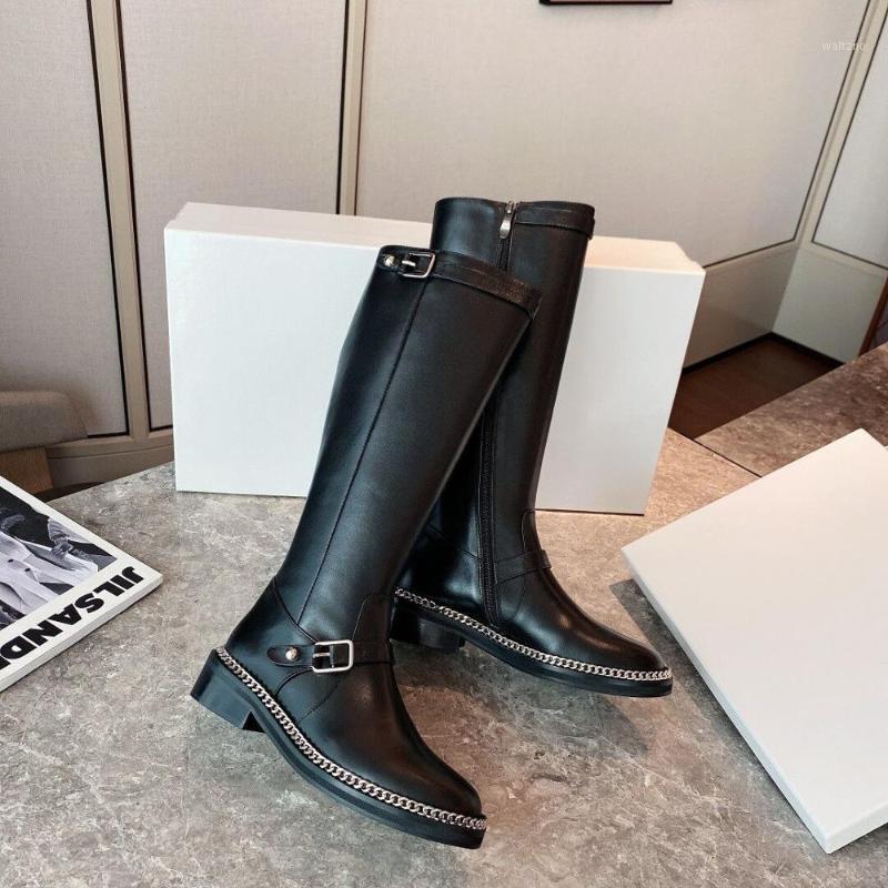 Round Toe Thick bottom botas women genuine leather Metal chain decor knee-high boots British style motorcycle boots female1, As show
Round Toe Thick bottom botas women genuine leather Metal chain decor knee-high boots British style motorcycle boots female1, As show