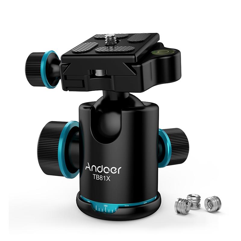 Andoer TB81X Tripod Ball Head 360 Degree Rotating Panoramic Ballhead for Monopod Tripod DSLR Camera Max Load 8Kg/17.64Lbs
Andoer TB81X Tripod Ball Head 360 Degree Rotating Panoramic Ballhead for Monopod Tripod DSLR Camera Max Load 8Kg/17.64Lbs