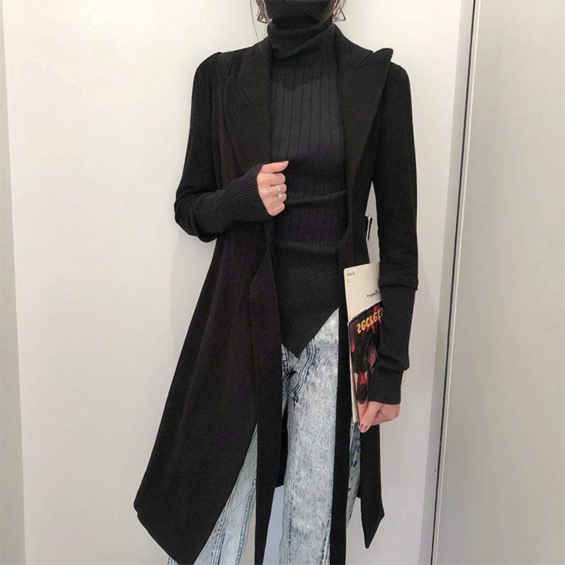 High Street Spring Autumn Corduroy Black Coat Women Long Sleeve Simple Long Coat with Belt xr22
High Street Spring Autumn Corduroy Black Coat Women Long Sleeve Simple Long Coat with Belt xr22