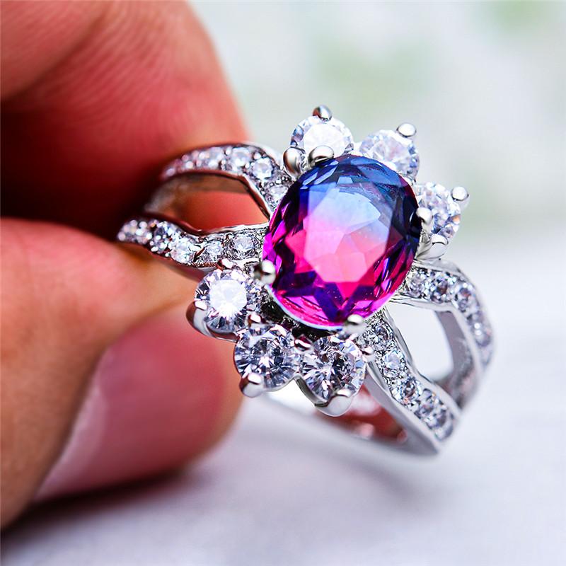 Charm Big Oval Rose Red Blue Zircon Ring Luxury Wedding Engagement Rings For Women Vintage Fashion Rainbow Crystal Stone Ring
Charm Big Oval Rose Red Blue Zircon Ring Luxury Wedding Engagement Rings For Women Vintage Fashion Rainbow Crystal Stone Ring