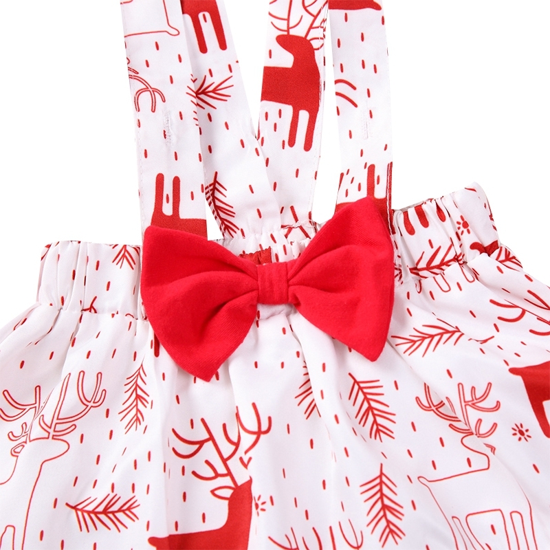 Baby Girl Christmas Set Kids Long Sleeve +Cartoon Flared Sleeves Tops Elk Pattern Strap Skirt with Headband 3pcs OutfitsX1019