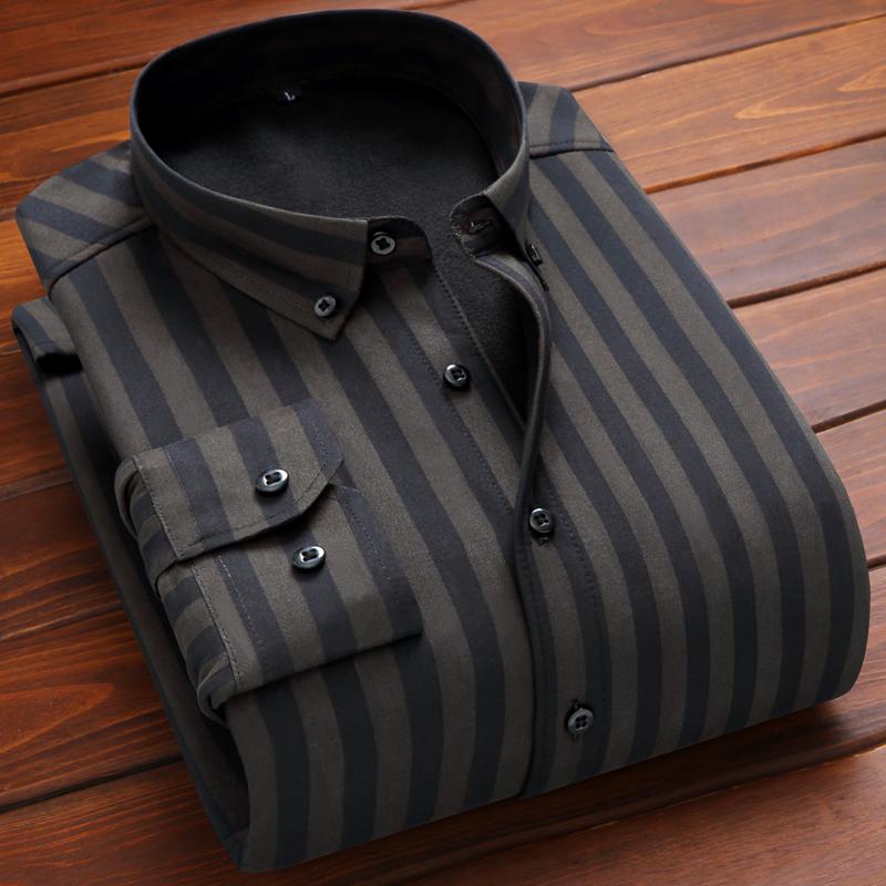 2020 men's long sleeve shirt with warm velvet and thickening men's striped business casual shirt, Blue
2020 men's long sleeve shirt with warm velvet and thickening men's striped business casual shirt, Blue