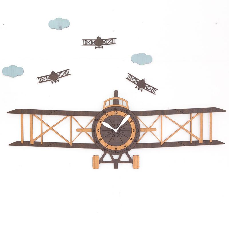 Large Living Room Wall Clock Aircraft Modern European Children's Cartoon Wooden Wall Clock Home Decor Christmas Gift 105*62*22 
Large Living Room Wall Clock Aircraft Modern European Children's Cartoon Wooden Wall Clock Home Decor Christmas Gift 105*62*22