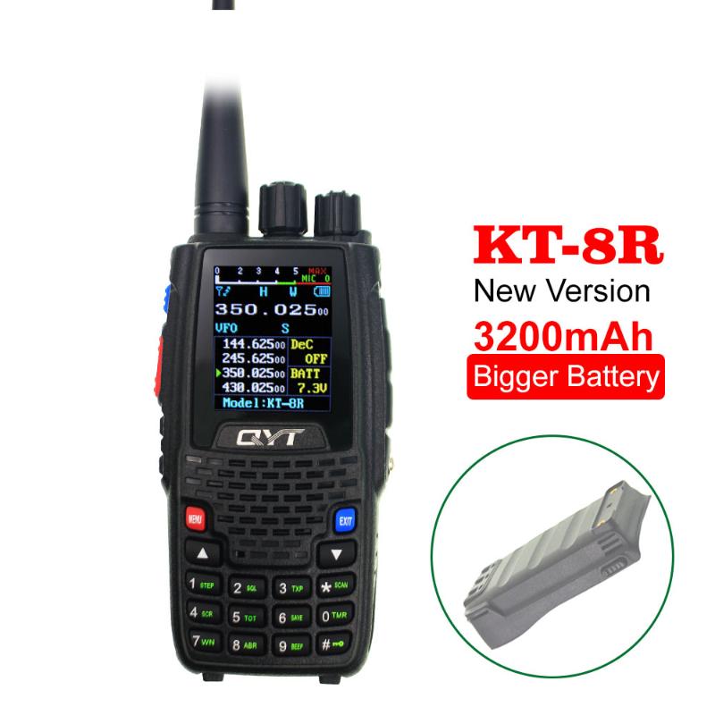 Walkie Talkie QYT Quad Band UHF VHF 136-147Mhz 400-470mhz 220-270mhz 350-390mhz 4 3200mAh Two Way Ham Transceiver KT-8R от DHgate WW