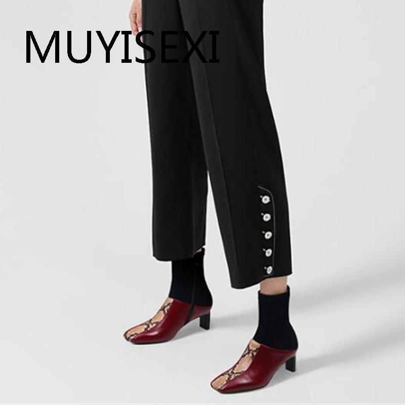 New fashion gorgeous square toe side zip 5.5cm high heels mixed colors charming vintage elastic band ankle boots HL317 MUYISEXI, Black
New fashion gorgeous square toe side zip 5.5cm high heels mixed colors charming vintage elastic band ankle boots HL317 MUYISEXI, Black
