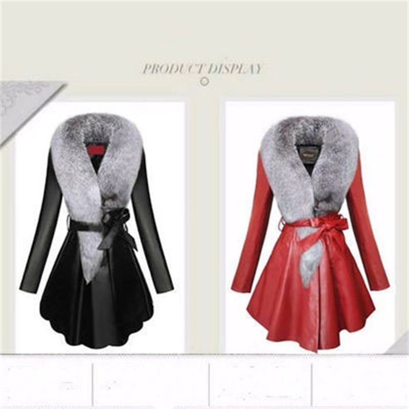 Faux Fur Coat Women Winter Female Sheepskin Coats Pure Color Faux Fox Fur Collars Snap Fastener Furs Plus Size 201020