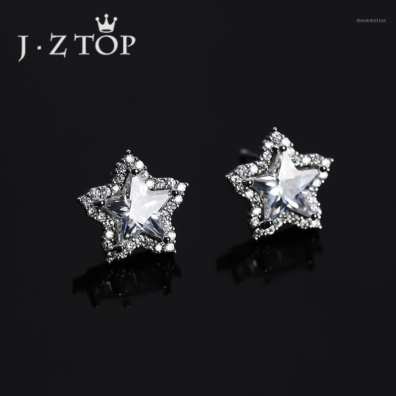 

JZTOP Cute Snowflake Zircon Stud Earrings Woman Five Pointed Star Geometry Earrings Fashion Wedding Banquet Jewelry Oorbellen1