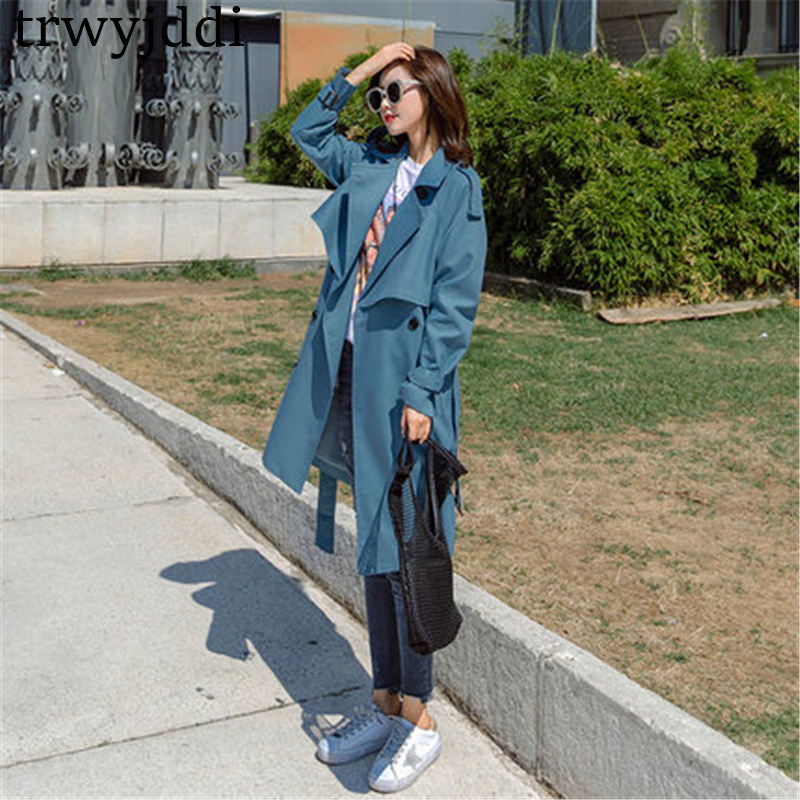 Fashion Windbreaker Coats Long Section 2019 New Spring Autumn Coat Women Trench Coats Korean Loose Casual Ladies Outerwear T200319