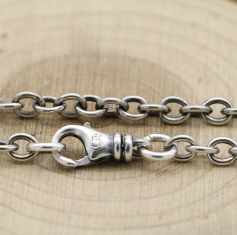 925 sterling silver vintage style jewelry chain necklace American European antique silver hand-made punk gothic designer vintage necklaces