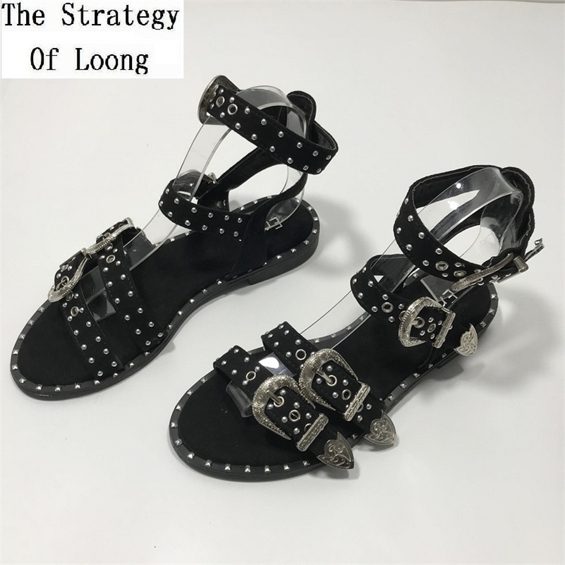 Summer Multiple Buckle Rivets Rivets Peep Toe Ankle Wrap Women Sandals Open Toe Metal Back Strap Flat Heels Lady Shoes LJ200828, Black
Summer Multiple Buckle Rivets Rivets Peep Toe Ankle Wrap Women Sandals Open Toe Metal Back Strap Flat Heels Lady Shoes LJ200828, Black