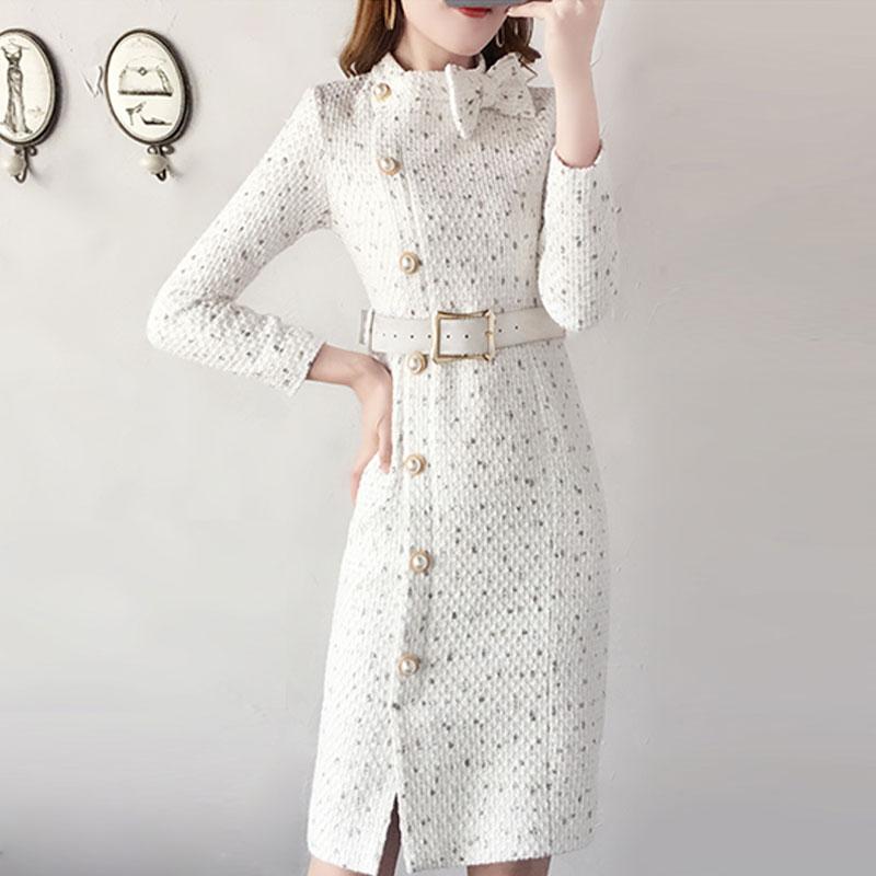 Autumn Vintage 2021 Vestidos Sexy Placket Cute Bow Women Tweed Midi Dresses Robe Lady Party Dress + Belt Women dress Long sleeve, White
Autumn Vintage 2021 Vestidos Sexy Placket Cute Bow Women Tweed Midi Dresses Robe Lady Party Dress + Belt Women dress Long sleeve, White