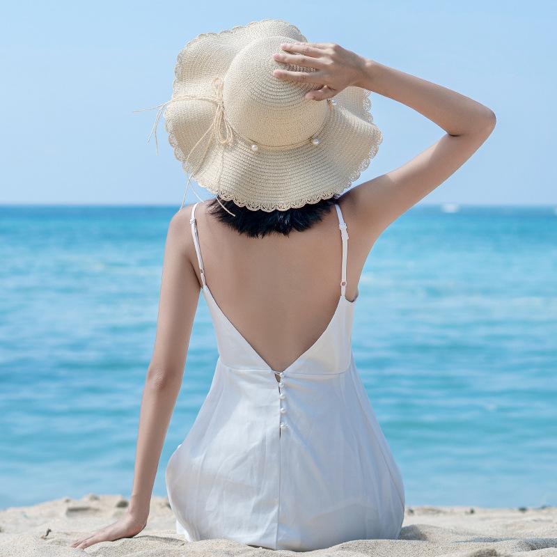 Straw hat men and women 2020 New Pearl Spring and summer hat dome sun proof beach big eaves seaside sun tide, Brim small bow beige
Straw hat men and women 2020 New Pearl Spring and summer hat dome sun proof beach big eaves seaside sun tide, Brim small bow beige