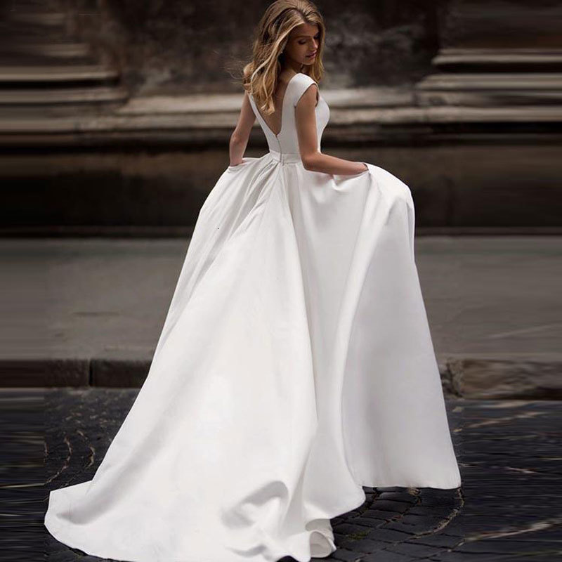 2021 New Satin White Ivory Wedding Dress Robe Longue Soiree Robes Simple Formal Bride to Be N1GK, Ivory white zipper
2021 New Satin White Ivory Wedding Dress Robe Longue Soiree Robes Simple Formal Bride to Be N1GK, Ivory white zipper