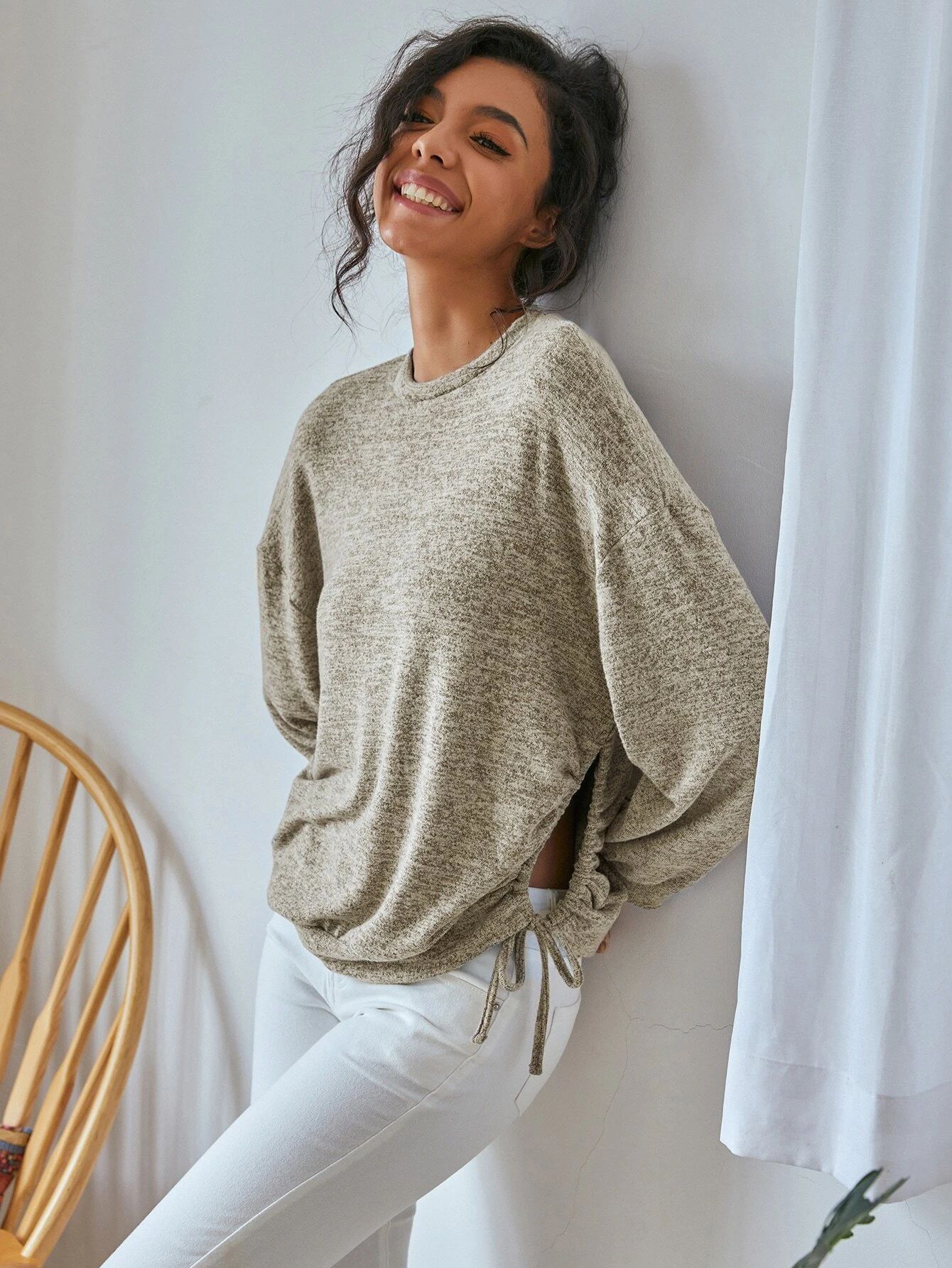 Spring Women' Fashion Color Blouses and Tops Autumn Long Sleeve Drawstring Tops Casual Round Neck Hollow Loose Pullovers, Kg-1
Spring Women' Fashion Color Blouses and Tops Autumn Long Sleeve Drawstring Tops Casual Round Neck Hollow Loose Pullovers, Kg-1