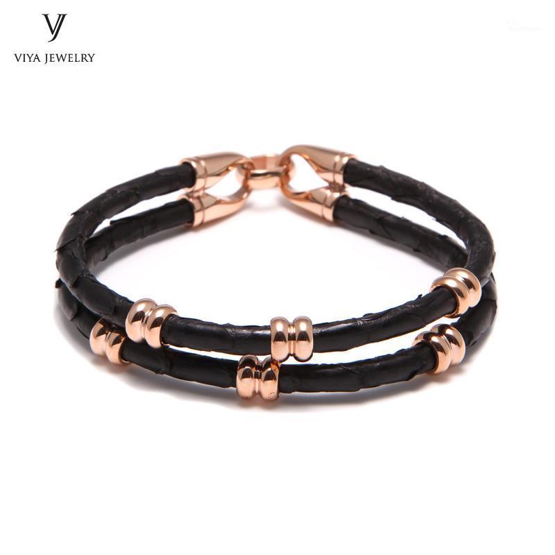 Classic Men leather Beads Jewelry high-grad Black Python Leather Bracelet Genuine Python Bracelets With Rose Gold Beads Has Box1
Classic Men leather Beads Jewelry high-grad Black Python Leather Bracelet Genuine Python Bracelets With Rose Gold Beads Has Box1