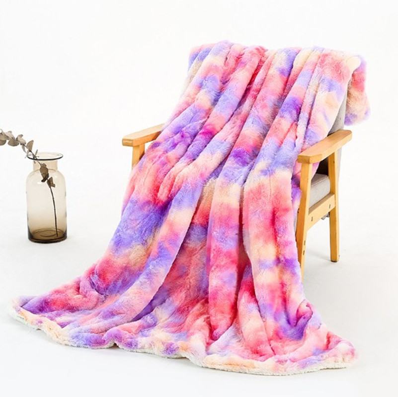 New Arrival rainbow Blanket Warm Elegant Cozy With Fluffy Sherpa Throw Blanket Bed Sofa Blankets free shipping
