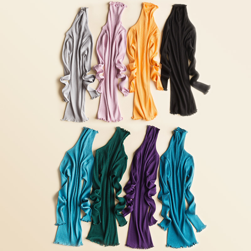 SuyaDream Women Solid Turtleneck Pullovers 80%Silk 20%Cotton Slim Fit Rib Sweaters Autumn Winter Bottoming Knit wear 201030wtt