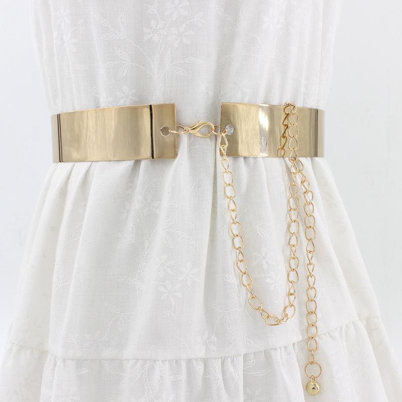 Fashion Gold Silver Adjustable Metal Wide Bling Waistband Plate Ladies Chains Waist Belt Woman Mirror Waistband Dress Belt, Black
Fashion Gold Silver Adjustable Metal Wide Bling Waistband Plate Ladies Chains Waist Belt Woman Mirror Waistband Dress Belt, Black