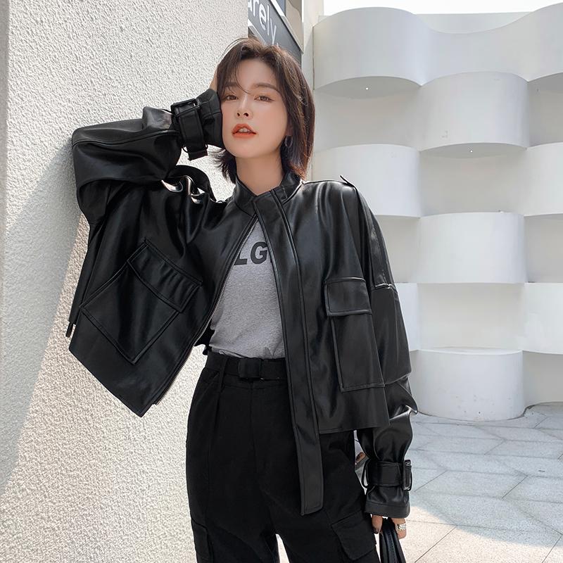 Big Pocket Loose Design BF MotoBike Zipper Puff Sleeve Chic Women Lady Pu Leather Jacket, Black
Big Pocket Loose Design BF MotoBike Zipper Puff Sleeve Chic Women Lady Pu Leather Jacket, Black