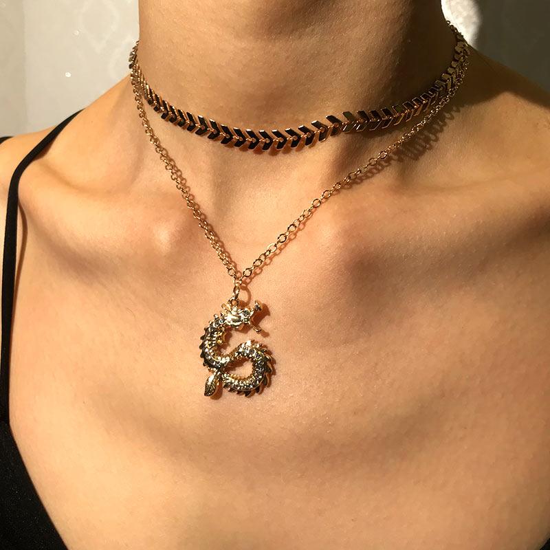 JJFOUCS Fashion Gold Dragon Pendant Necklaces Men Women Jewelry Personality Statement Collar Femme Chain Neckalce Female Gifts
JJFOUCS Fashion Gold Dragon Pendant Necklaces Men Women Jewelry Personality Statement Collar Femme Chain Neckalce Female Gifts