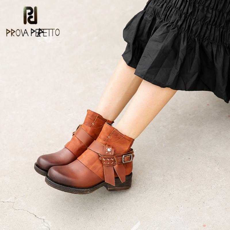 Prova Perfetto Retro Genuine Leather Rivet Women's Ankle Boots Mixed Colors Metal Decoration Buckle Strap Lady 2020, Blue plush in
Prova Perfetto Retro Genuine Leather Rivet Women's Ankle Boots Mixed Colors Metal Decoration Buckle Strap Lady 2020, Blue plush in